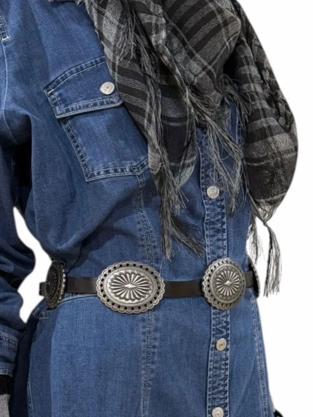 Black Large Silver Concho Western Belt 29-39" NWT